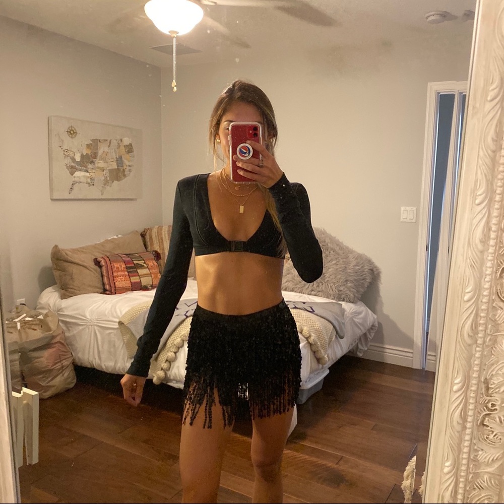 Black sparkly sequin rave skirt